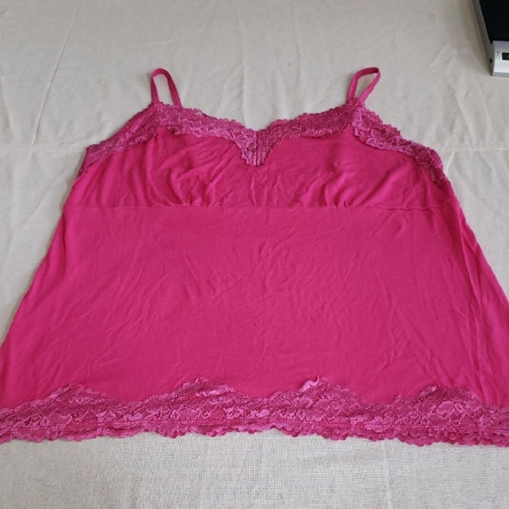 Y2K Lane Bryant Cami Womens 18/20 Pink Baby Doll Lace Trim Tank Elle Woods